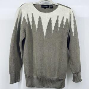 Angenie Size S Vintage Pullover Sweater‎ Wool Angora Blend Nordic Mountains Tan